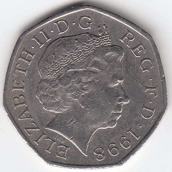 Великобритания 50 пенсов 1998 год