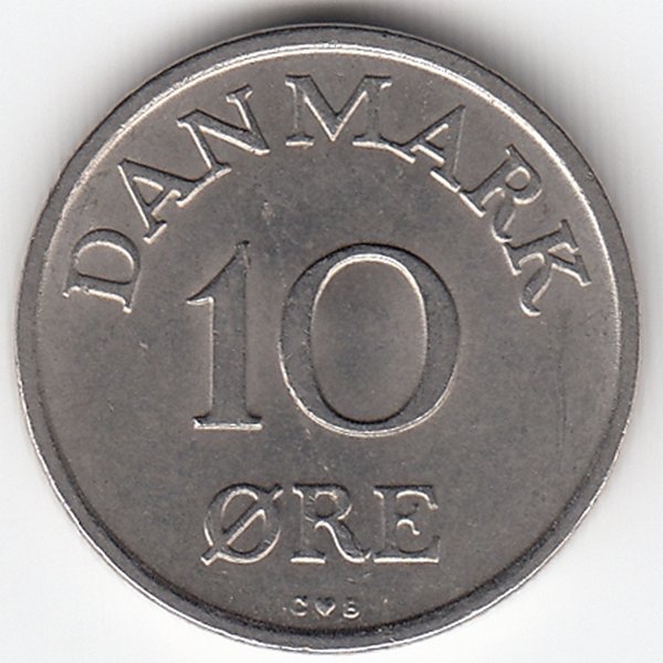 Дания 10 эре 1960 год