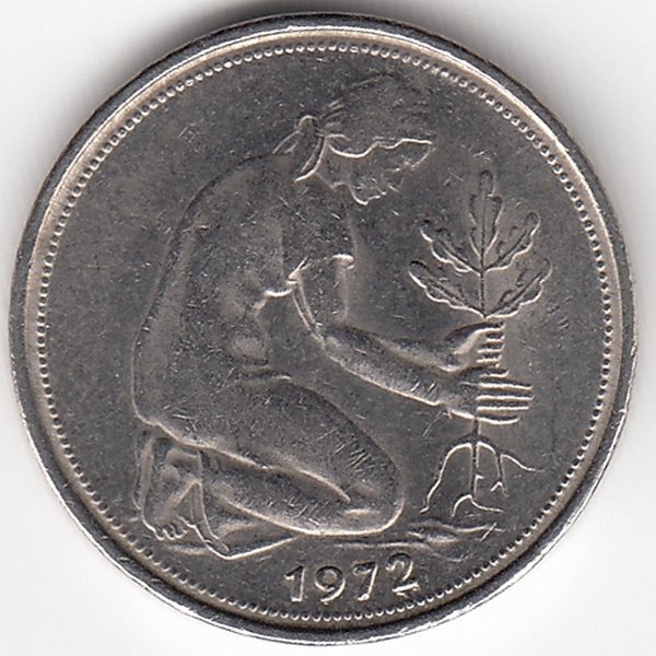 ФРГ 50 пфеннигов 1972 год (G)