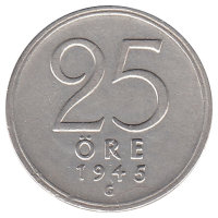 Швеция 25 эре 1945 год (G)