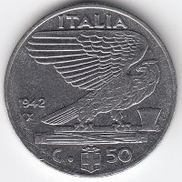Италия 50 чентезимо 1942 год