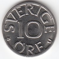 Швеция 10 эре 1976 год