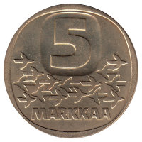 Финляндия 5 марок 1987 год "N" (UNC)