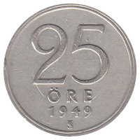 Швеция 25 эре 1949 год 