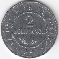 Боливия 2 боливиано 1997 год