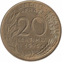 Франция 20 сантимов 1995 год