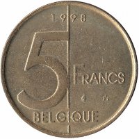 Бельгия (Belgique) 5 франков 1998 год