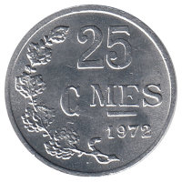 Люксембург 25 сантимов 1972 год (UNC)