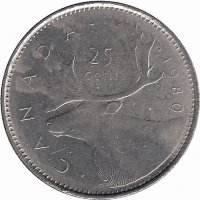 Канада 25 центов 1980 год