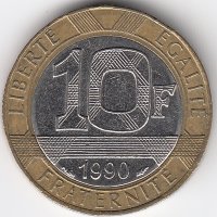 Франция 10 франков 1990 год