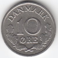 Дания 10 эре 1964 год