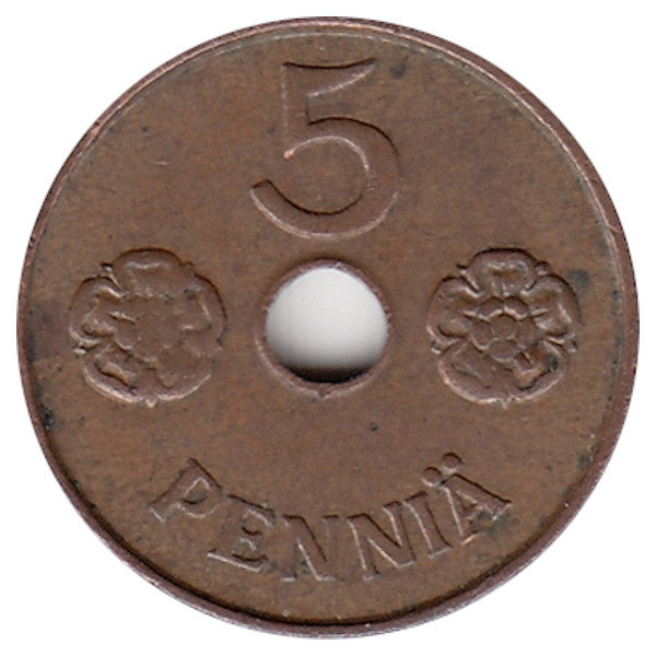 Финляндия 5 пенни 1942 год 