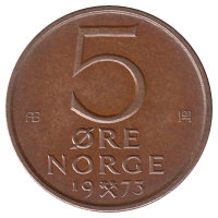 Норвегия 5 эре 1973 год