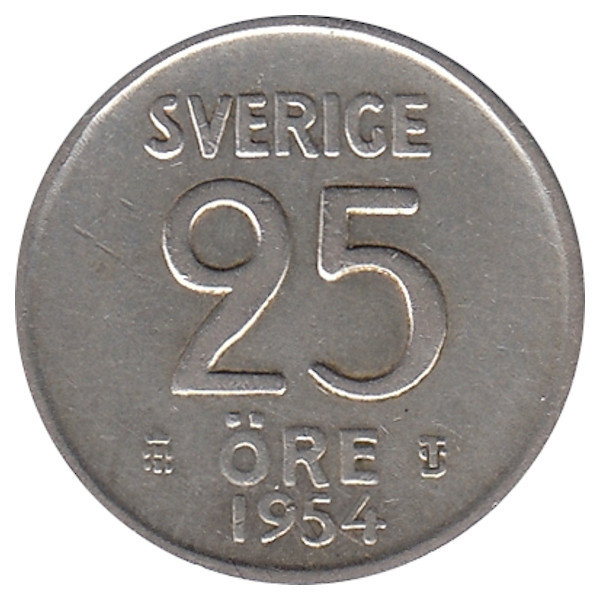 Швеция 25 эре 1954 год