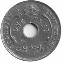 Британская Западная Африка 1 пенни 1919 год (KN) РЕДКИЙ ДВОР!!!