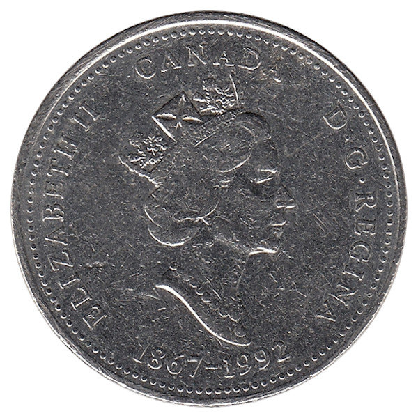 Канада 25 центов 1992 год
