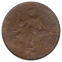 Франция 10 сантимов 1909 год
