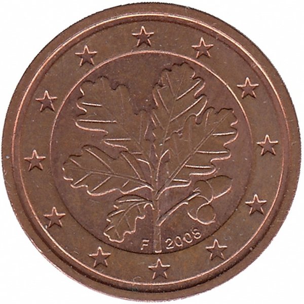 Германия 2 евроцента 2008 год (F)