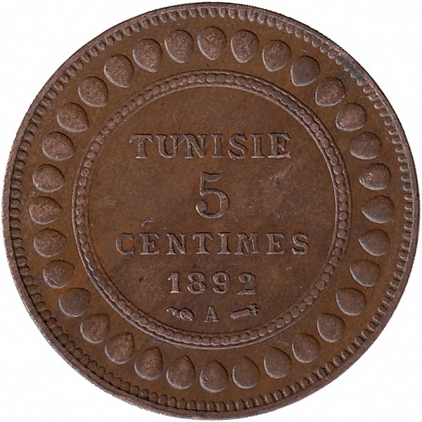Тунис 5 сантимов 1892 год