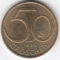 Австрия 50 грошей 1988 год