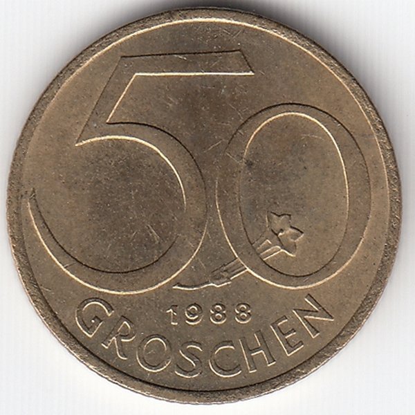 Австрия 50 грошей 1988 год