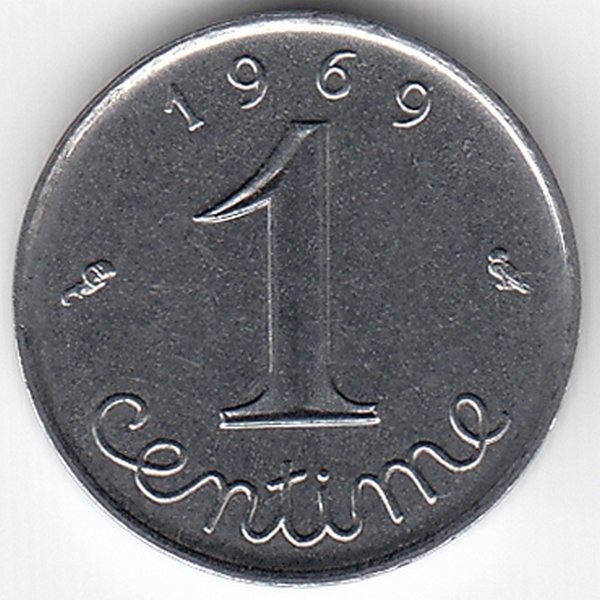 Франция 1 сантим 1969 год