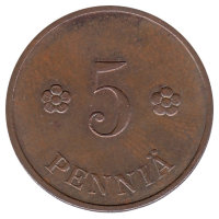 Финляндия 5 пенни 1940 год 