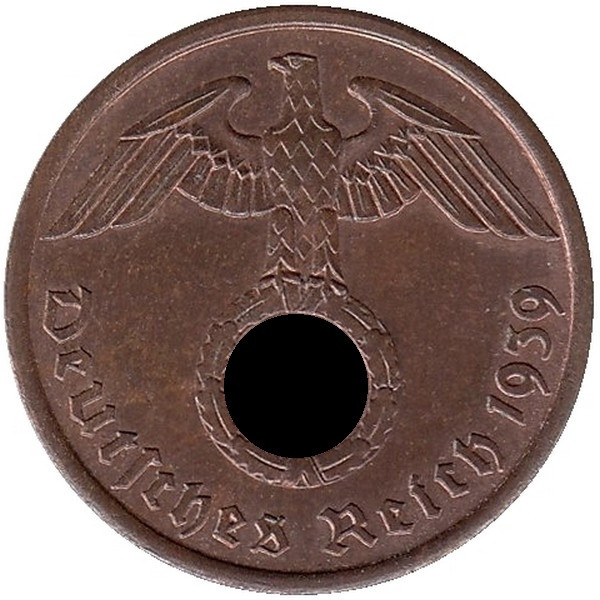 Германия (Третий Рейх) 2 рейхспфеннига 1939 год (А)
