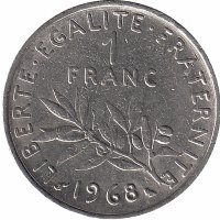 Франция 1 франк 1968 год