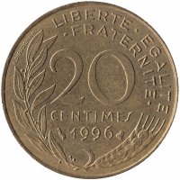 Франция 20 сантимов 1996 год
