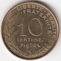 Франция 10 сантимов 1970 год