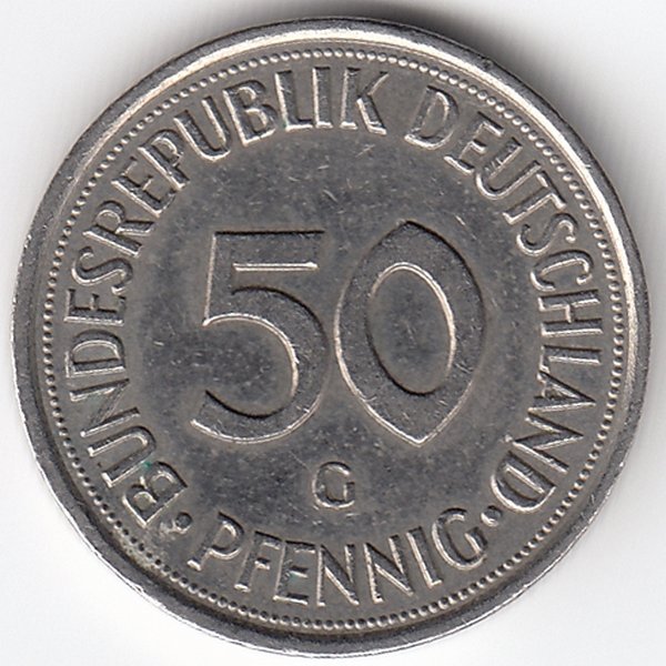ФРГ 50 пфеннигов 1975 год (G)