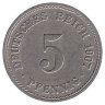 Германия 5 пфеннигов 1907 год (А)