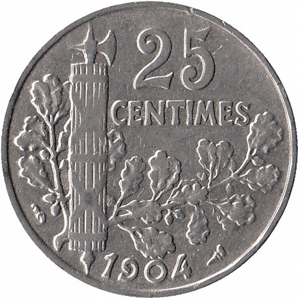 Франция 25 сантимов 1904 год