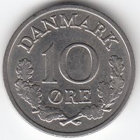 Дания 10 эре 1970 год