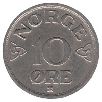 Норвегия 10 эре 1954 год