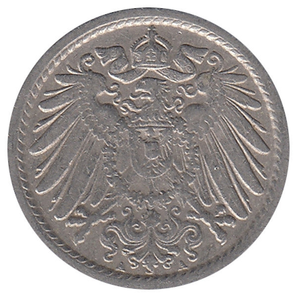 Германия 5 пфеннигов 1908 год (А)