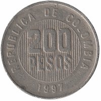 Колумбия 200 песо 1997 год