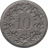 Швейцария 10 раппенов 1942 год