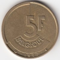 Бельгия (Belgique) 5 франков 1987 год