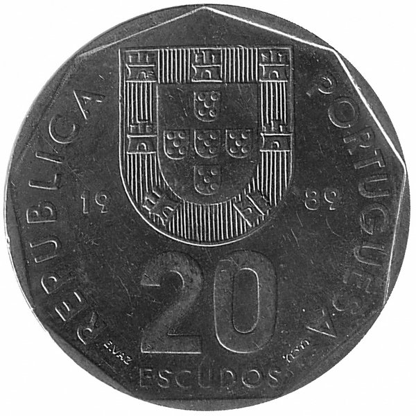 Португалия 20 эскудо 1989 год (UNC)
