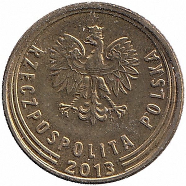 Польша 1 грош 2013 год (новый тип) aUNC