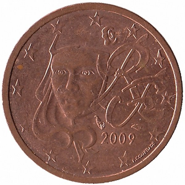 Франция 2 евроцента 2009 год