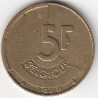 Бельгия (Belgique) 5 франков 1988 год