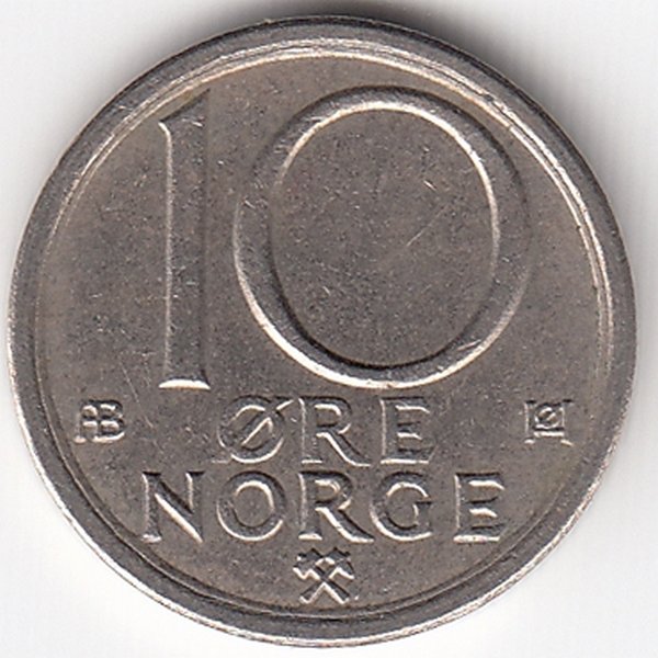 Норвегия 10 эре 1976 год