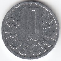 Австрия 10 грошей 1984 год