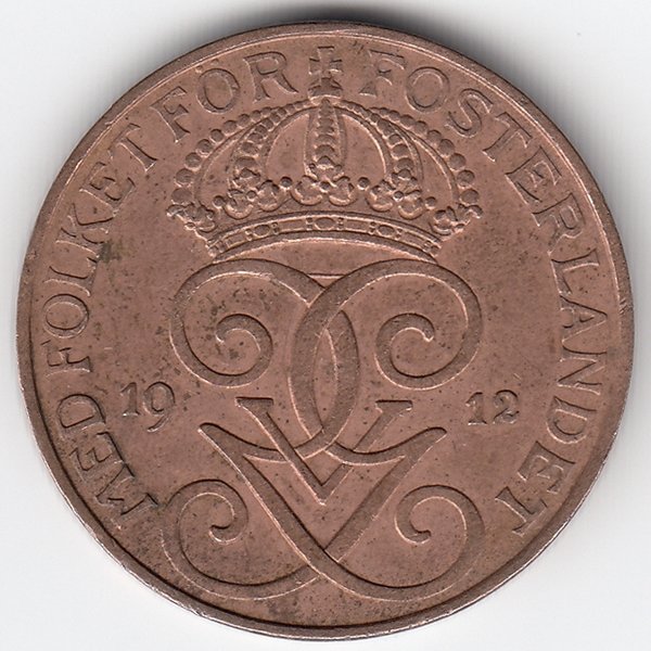 Швеция 5 эре 1912 год