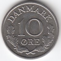 Дания 10 эре 1972 год