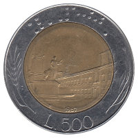 Италия 500 лир 1987 год