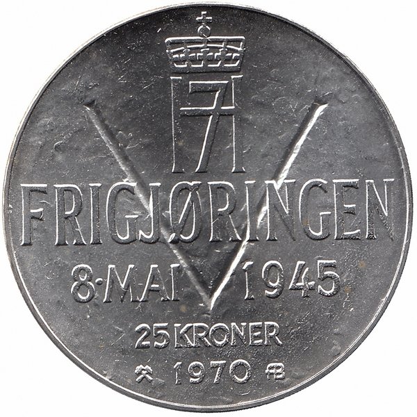 Норвегия 25 крон 1970 год